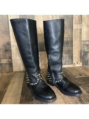 Ash Vamos Studded Side Zip Riding Moto Boots Womens EUR 37.5 US 7.5